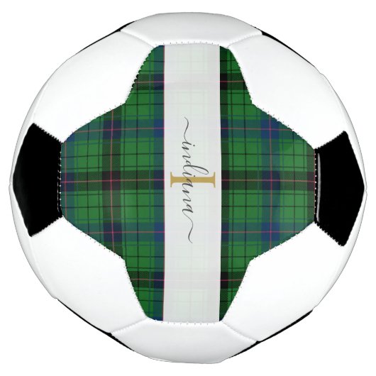Monogram Naam Pset Typografie Rustisch Tartan Voetbal (Gedraaid)