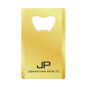 Monogram Naam QR Code Business Logo Faux Gold Creditkaart Flessenopener