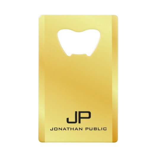 Monogram Naam QR Code Business Logo Faux Gold Creditkaart Flessenopener (Voorkant)