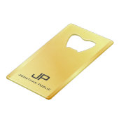 Monogram Naam QR Code Business Logo Faux Gold Creditkaart Flessenopener (Voorkant Gekanteld)