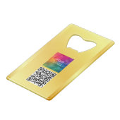 Monogram Naam QR Code Business Logo Faux Gold Creditkaart Flessenopener (Achterkant Gekanteld)