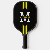 Monogram Naam Racer Gele Streep Pickleball Paddle (Achterkant)