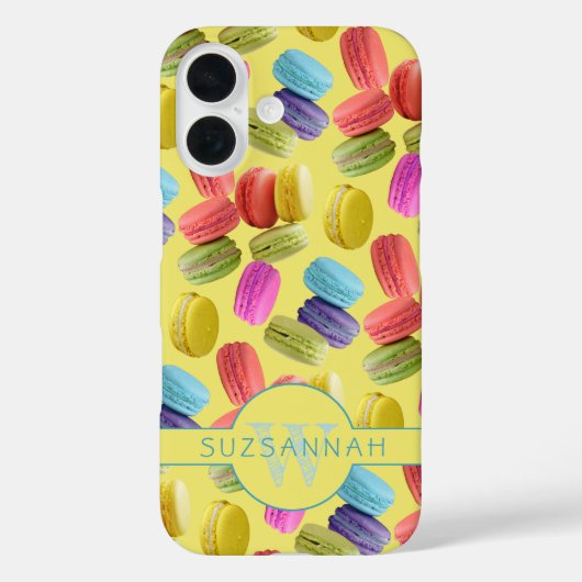 Monogram Naam Rainbow Macaron Cookies Pattern Case-Mate iPhone Case (Achterkant)