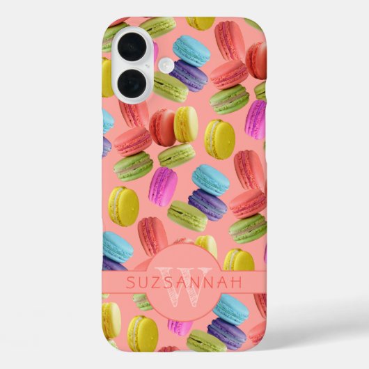 Monogram Naam Rainbow Macaron Cookies Pattern Case-Mate iPhone Case (Achterkant)