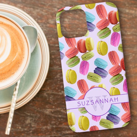 Monogram Naam Rainbow Macaron Cookies Pattern Case-Mate iPhone Case