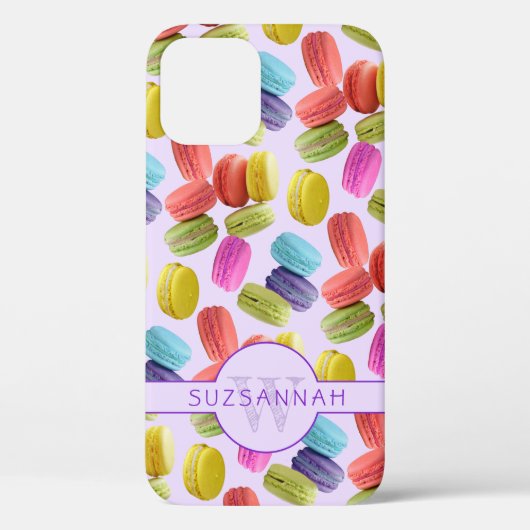 Monogram Naam Rainbow Macaron Cookies Pattern Case-Mate iPhone Case (Achterkant)