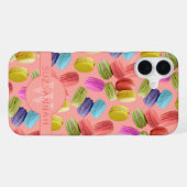 Monogram Naam Rainbow Macaron Cookies Pattern iPhone Hoesje (Achterkant horizontaal)