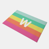 Monogram naam Rainbow Sherbet ColBlock Deurmat (Schuin)