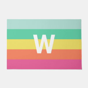 Monogram naam Rainbow Sherbet ColBlock Deurmat