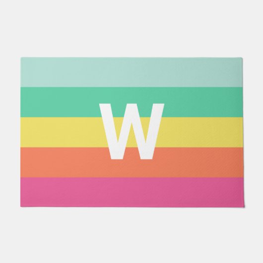 Monogram naam Rainbow Sherbet ColBlock Deurmat (Voorkant)
