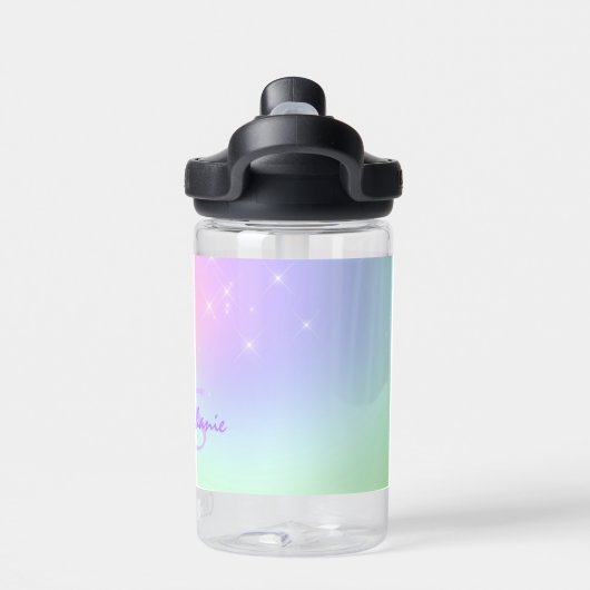 Monogram naam Rainbow Sparkles Girl's Waterfles (Achterkant)
