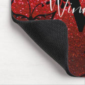Monogram Naam Red Black Ombre Glitter Butterflies Muismat (Hoek)