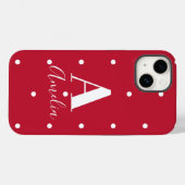 Monogram Naam Red Polka Dots Pattern Case-Mate iPhone Case (Achterkant (horizontaal))