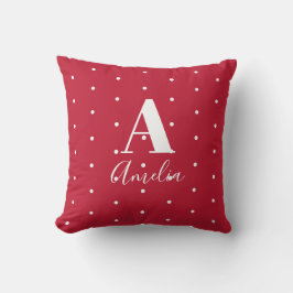 Monogram Naam Red Polka Dots Pattern Kussen