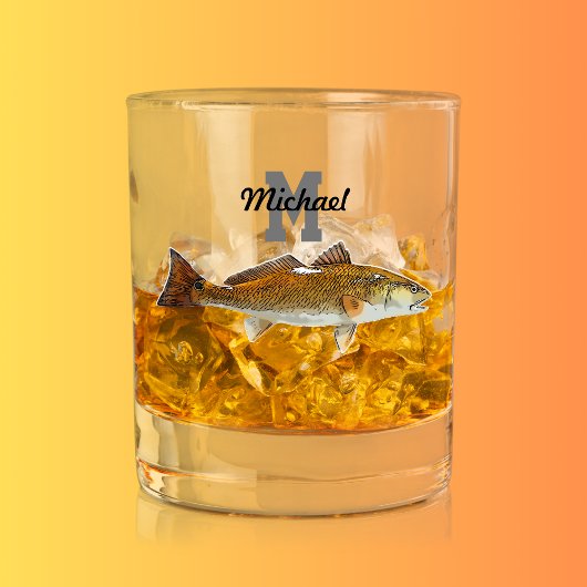 Monogram Naam Redfish Vist Mannen Whisky Glas
