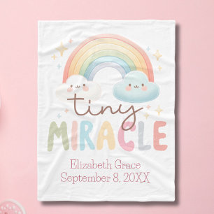 Monogram naam regenboog geboorte statistieken meis fleece deken