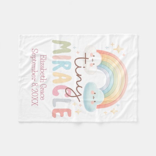 Monogram naam regenboog geboorte statistieken meis fleece deken (Voorkant (Horizontaal))