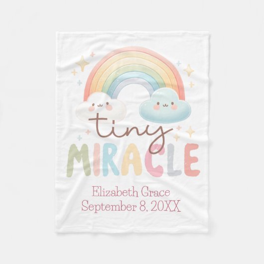 Monogram naam regenboog geboorte statistieken meis fleece deken (Voorkant)