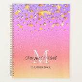 Monogram Naam Regenboog Gouden Sterren Planner (Voorkant)