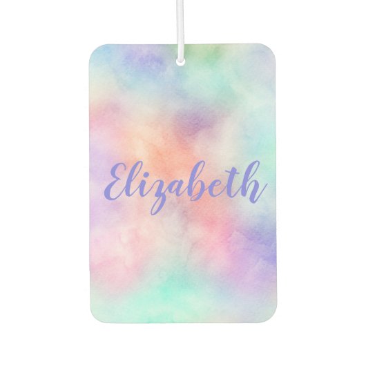 Monogram Naam Regenboog Waterverf Pastel Luchtverfrisser (Voorkant)
