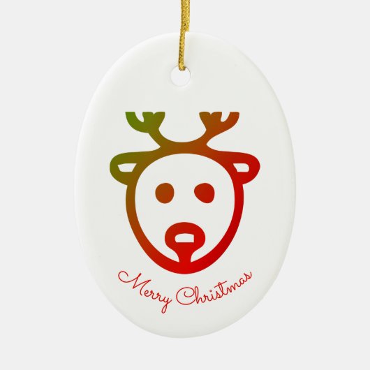 Monogram naam Rendier icoon Prettig kerstfeest Keramisch Ornament (Voorkant)