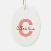 Monogram naam Rendier icoon Prettig kerstfeest Keramisch Ornament (Achterkant)