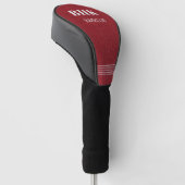 Monogram naam, robijnrode denimprint, driverhoes golfheadcover (Schuin)