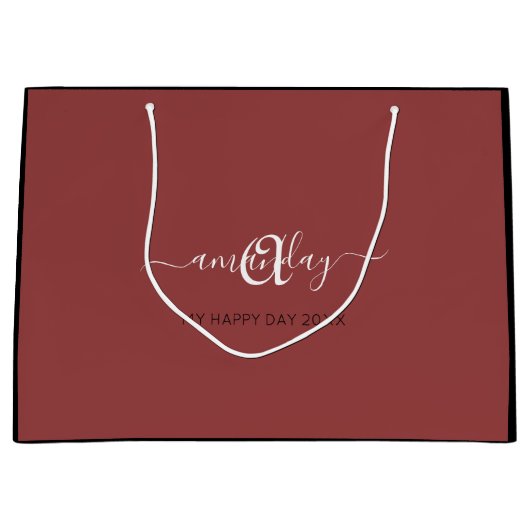 Monogram naam Rode Bean Bridal Sweet16th Wedding Groot Cadeauzakje (Voorkant)