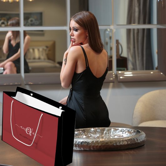 Monogram Naam Rode Boon Bruiloft Sweet16th Huwelij Groot Cadeauzakje