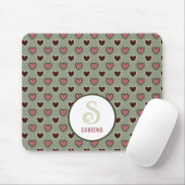 Monogram Naam Rood & Groen Hart Patroonpatroon Mui Muismat (Met muis)