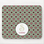 Monogram Naam Rood & Groen Hart Patroonpatroon Mui Muismat (Voorkant)