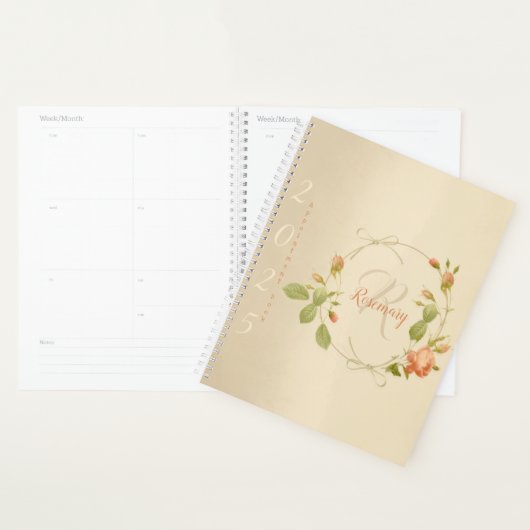 Monogram Naam Roos Afspraak Boek 2025 Planner (Display)