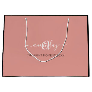 Monogram Naam Roos Blush Shop Weddenschap Gift Groot Cadeauzakje