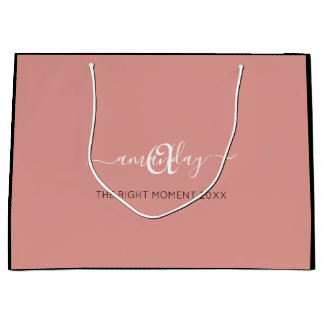Monogram Naam Roos Blush Shop Weddenschap Gift Groot Cadeauzakje