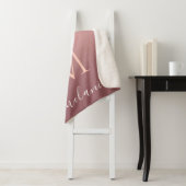 Monogram Naam Roos Blush Sparkle Sherpa Blanket Deken (In situ)