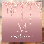 Monogram Naam Roos Blush Sparkle Window Cling Raamsticker (Vel 2)