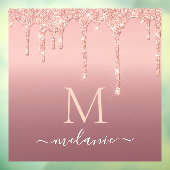 Monogram Naam Roos Blush Sparkle Window Cling Raamsticker (Vel 3)