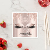 Monogram Naam Roos Glitter Drips Spark Diamond Servet (Insitu)