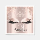 Monogram Naam Roos Glitter Drips Spark Diamond Servet (Voorkant)