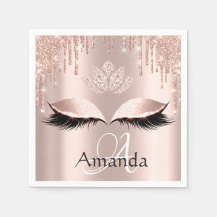 Monogram Naam Roos Glitter Drips Spark Diamond Servet