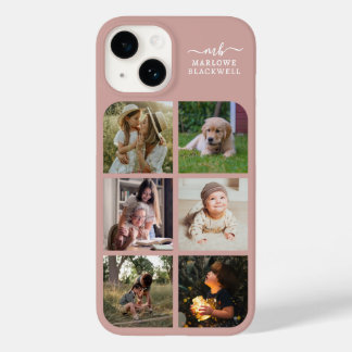 Monogram Naam Roos Gold 6 Foto Collage Case-Mate iPhone 14 Hoesje