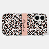 Monogram naam Roos Gold Black Leopard Print Case-Mate iPhone Case (Achterkant (horizontaal))