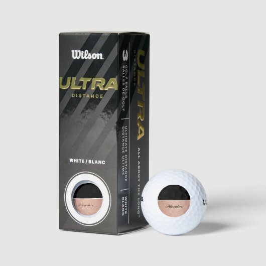 Monogram naam Roos Gold Black White Script Golfballen (Verpakking)