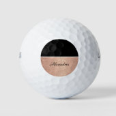 Monogram naam Roos Gold Black White Script Golfballen (Voorkant)