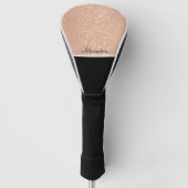 Monogram naam Roos Gold Black White Script Golfheadcover (Voorkant)