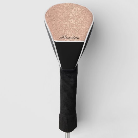 Monogram naam Roos Gold Black White Script Golfheadcover (Voorkant)