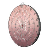 Monogram Naam Roos Gold Blush Glitter Dart Board Dartbord (Voorkant Rechts)