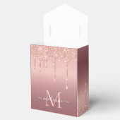 Monogram Naam Roos Gold Blush Glitter Favor Box Bedankdoosjes (Geopend)