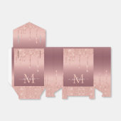 Monogram Naam Roos Gold Blush Glitter Favor Box Bedankdoosjes (Uitgevouwen)