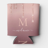 Monogram Naam Roos Gold Blush Glitter Koelbox Blikjeskoeler (Voorkant)